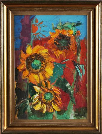 PEDRALI MATTEO (1913 - 1980) Girasoli. Olio su tela. Cm 52x36. Firmato in...