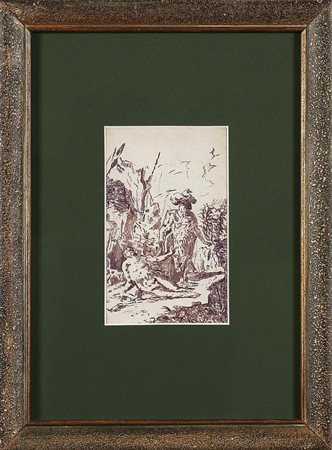 DIZIANI GASPARE (1689 - 1767) Diogene e Alessandro Magno. China su carta. Cm...