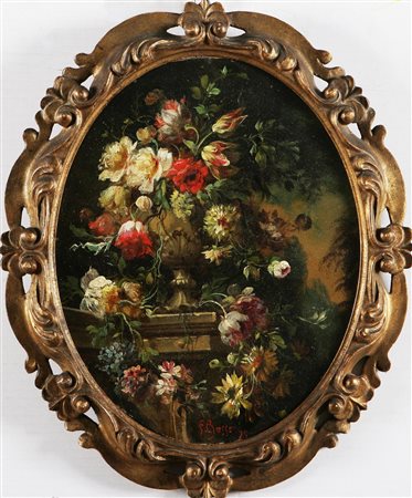 BOSSO FRANCESCO (1864 - 1933) Natura morta di fiori. 1925 Olio su compensato....