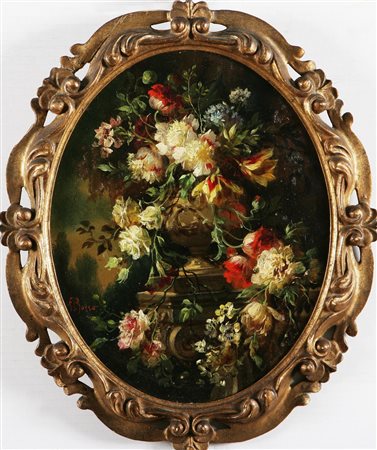 BOSSO FRANCESCO (1864 - 1933) Natura morta di fiori. Olio su compensato. Cm...