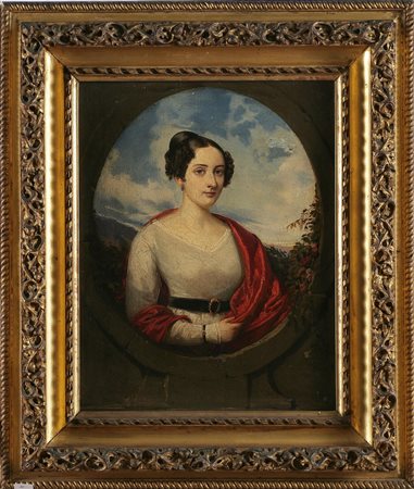 ARTISTA DEGLI INIZI DEL XIX SECOLO Ritratto di gentildonna. Olio su tela. Cm...