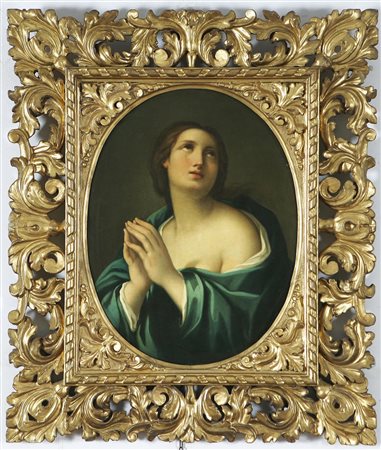 SCUOLA FIORENTINA DEL XIX SECOLO Figura di Santa. Olio su tela. Cm 47x59....