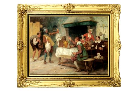 SCHIVERT VICTOR (1863 - 1929) L'arrivo dei viveri. Olio su tela. Cm 90x123,5....