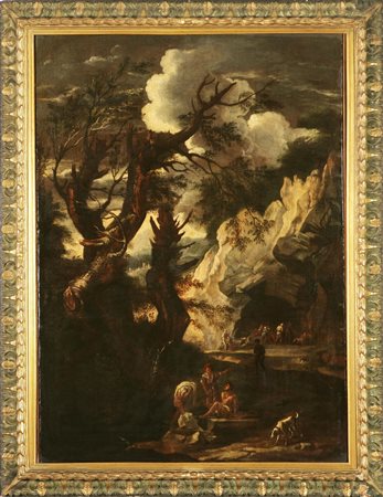 Ambiente di - ROSA SALVATORE (1615 - 1673) Personaggi in un paesaggio...