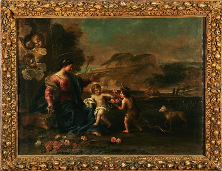Attribuito a - GAULLI GIOVANNI BATTISTA (1639 - 1709) Madonna con Bambino e...