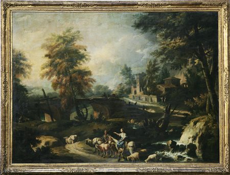 MULIER PIETRO detto CAVALIER TEMPESTA (1637 - 1701) Pastore e fanciulla su un...