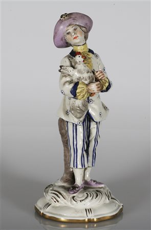 MANIFATTURA DI MEISSEN DEGLI INIZI DEL XX SECOLO Figura maschile con gallina...