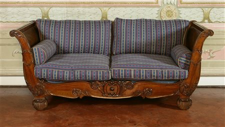 MANIFATTURA DEL XIX SECOLO Divano d'epoca Luigi Filippo (1830 - 1848) in...