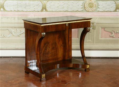 MANIFATTURA DEL XIX SECOLO Piccola consolle d'epoca Impero in legno di noce...