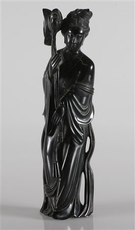 MANIFATTURA ORIENTALE DELLA PRIMA META' DEL XX SECOLO Fanciulla. Ossidiana....