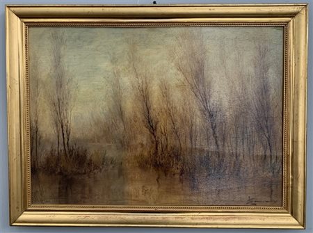 Cammarieux "Paesaggio lacustre" 
olio su tavola (cm 49x69)
Firmato in basso a de