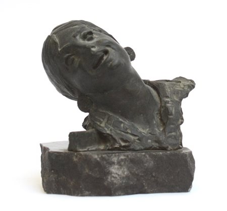 Ignoto "Popolana" scultura in bronzo (h cm 16) poggiante su base in marmo