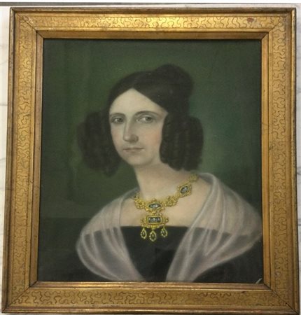 Scuola del secolo XIX "Ritratto di donna" pastelli su carta (cm 50x40 circa). I