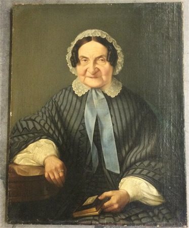 Maestro lombardo del XIX Secolo "Ritratto femminile" olio su tela (cm 75.5x59.5