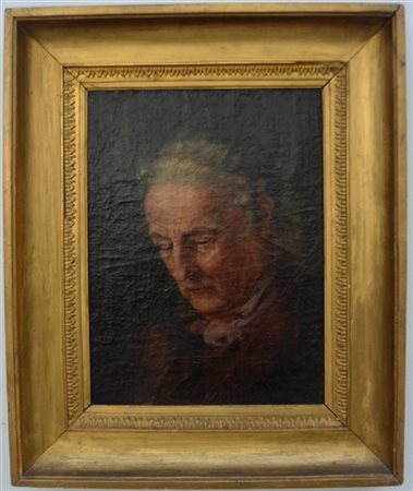 Ignoto del XIX Secolo "Ritratto di anziano" olio su tela (cm 44x34) In cornice