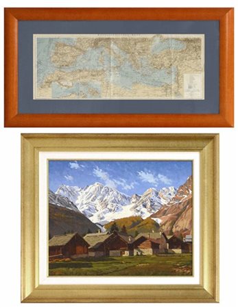 Lotto composto da un dipinto ad olio su compensato di Umberto Marra raffigurant