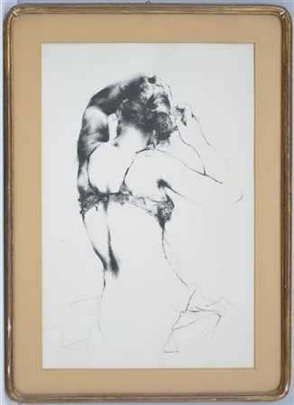 Renzo Vespignani "Profilo femminile" disegno a china su cartoncino (cm 60x40) fi