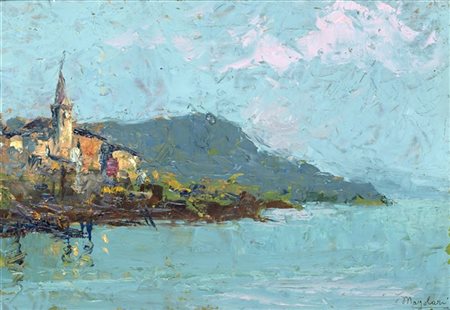 Ugo Mazzolari "Nervi: mattino" 
olio su tavola (cm 19x29)
Firmato in basso a des