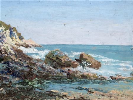 Ugo Mazzolari "Nervi" 
olio su tavola (cm 21x28)
Firmato in basso a destra
Al re