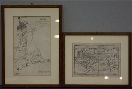 Lotto composto da due carte geografiche in cornice di cui "Pianta generale dell