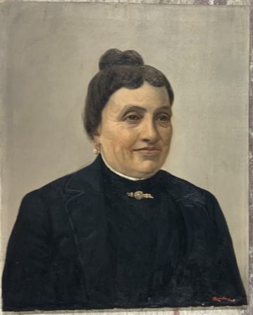 Cajo Ravaldini (Inizio XX Secolo) "Ritratto di signora" olio su tela (cm 63x50)
