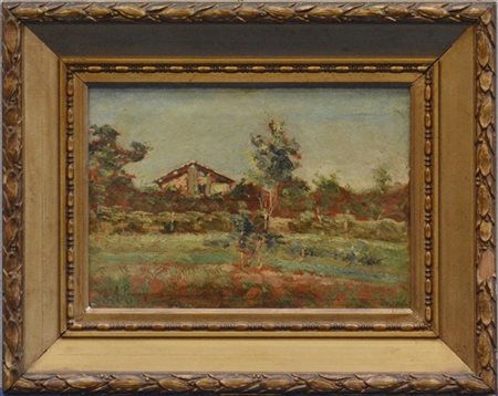 Alfredo Pariani "Paesaggio agreste" 11.10.09, olio su cartone pressato (cm 21x31