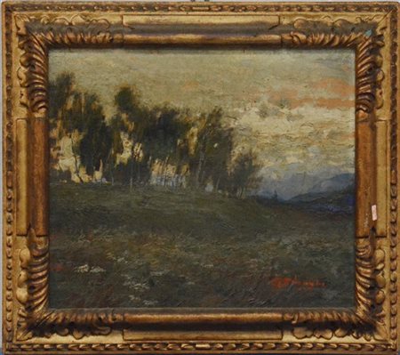 Giuseppe Solenghi "Paesaggio" olio su tavola (cm 29x35) Firmato in basso a destr