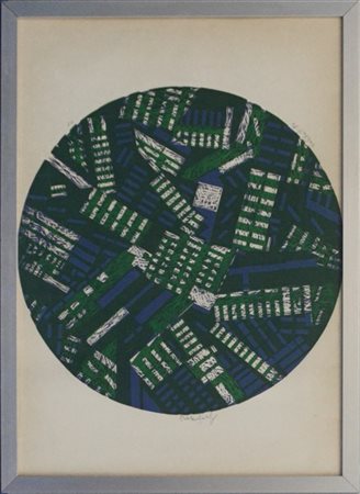 Firma indecifrata "Composizione" 1972
litografia a colori - prova d'artista
cm 5