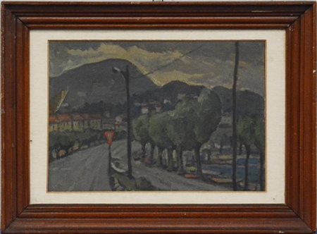 Eligio Necchi "Intra" olio su compensato (cm 23x30) Al retro: firmato, titolato