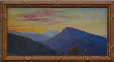 Firma indecifrata "Paesaggio " 1917, olio su tavola (cm 25x50) Firmato e datato