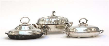 Lotto composto da tre antipastiere diverse in metallo argentato