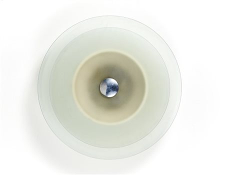 Lampada a plafone con struttura in alluminio laccato bianco, rosetta in allumin