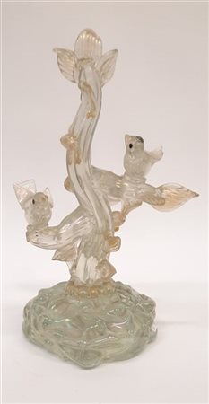 Seguso Scultura in vetro massello trasparente incolore leggermente iridato e con