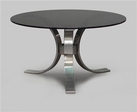 Dada Industrial Design Tavolo con piano circolare. Italia, anni '70. Piano in ve