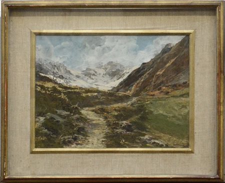 Ambrogio Vismara "D'intorni di Cogne" olio su compensato (cm 33x44) Firmato in b