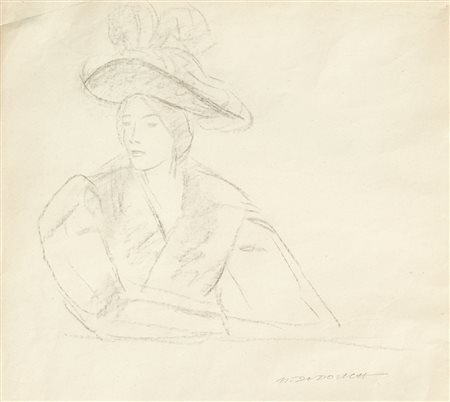 MARCELLO DUDOVICH (1878-1972) - Busto di donna con cappello, 1910 circa