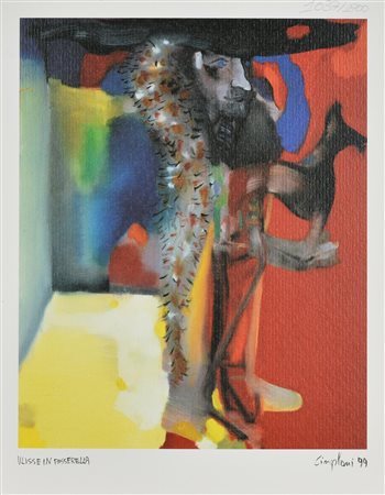 Marco Cingolani ULISSE IN PASSERELLA litografia, foglio cm 26x20; es....