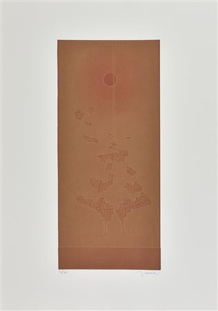 Francesco Casorati FARFALLA E SOLE ROSSO incisione su carta, battuta cm...