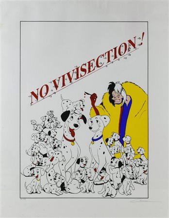Renato Natale Chiesa NO VIVISECTION serigrafia su carta, cm 93x73; es. 44/99...