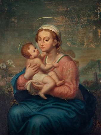 Scuola italiana, secolo XIX - Madonna con Bambino