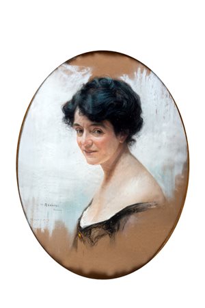 Enrico Arcioni (Spoleto 1875-Roma 1954)  - Ritratto di donna, in ovale