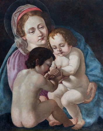 Seguace di Giovan Francesco Barbieri, detto il Guercino - Madonna con Bambino e San Giovannino