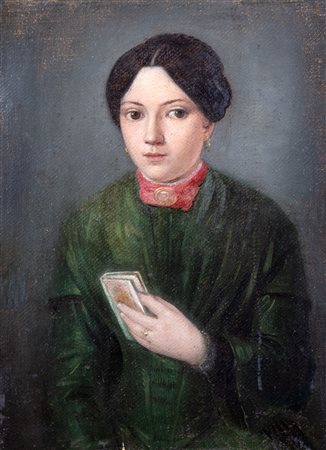 Scuola italiana, secolo XIX - Ritratto di giovane donna con libro
