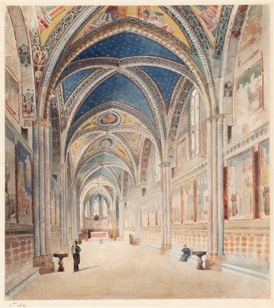 Scuola europea prima metà del XIX secolo - Interno della Basilica superiore di San Francesco in Assisi, 1832