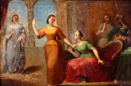 Scuola italiana, secolo XIX - Bozzetto con regina che tenta il suicidio