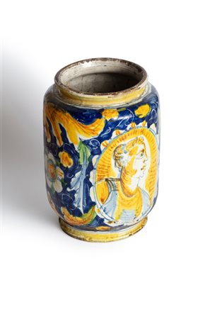 Vaso in maiolica policroma, Caltagirone, secolo XVII