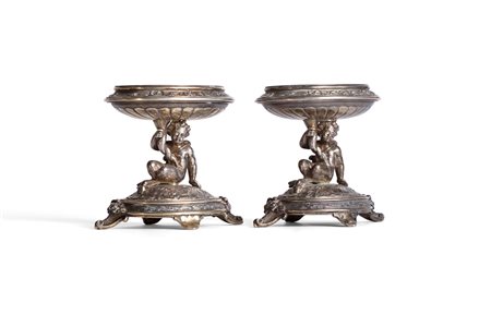 Coppia di saliere con faunetti, Inghilterra XIX secolo