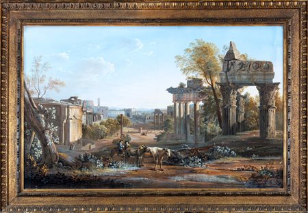 Gaspare  Gabrielli (Roma 1770-1828)  - Campo Vaccino a Roma