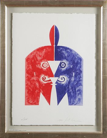 PALADINO MIIMMO (n. 1948) Carabinieri. Acquaforte, acquatinta e collage. Cm...