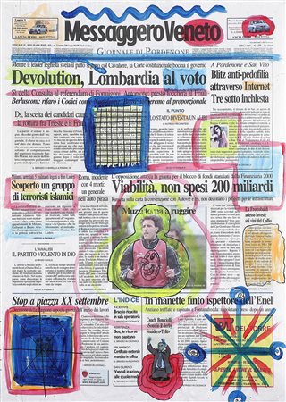 SCHARF KENNY (n. 1958) Senza titolo. Tecnica mista su carta. Cm 55x40....